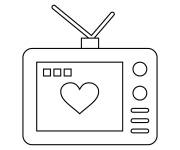 Coloriage T&eacute;l&eacute;vision d'amour avec un coeur