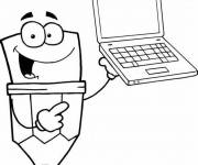 Coloriage Un crayon de couleur tenant un laptop