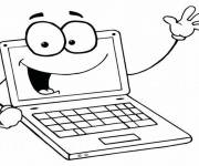 Coloriage Un ordinateur rigolo de cartoon