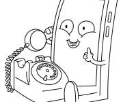 Coloriage Deux T&eacute;l&eacute;phones en sc&egrave;ne dr&ocirc;le