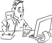 Coloriage et dessins gratuit Employ&eacute; sur bureau en appelant sur le t&eacute;l&eacute;phone à imprimer