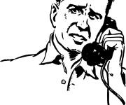 Coloriage et dessins gratuit Homme vintage au T&eacute;l&eacute;phone à imprimer