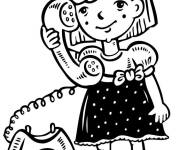 Coloriage et dessins gratuit Petite fille au T&eacute;l&eacute;phone à imprimer