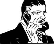 Coloriage et dessins gratuit Sc&egrave;ne vintage d'un homme au t&eacute;l&eacute;phone à imprimer