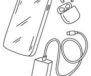 Coloriage Smartphone avec ses accessoires