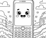 Coloriage Smartphone kawaii pour enfants