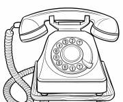 Coloriage T&eacute;l&eacute;phone &agrave; cadran rotatif avec de gros boutons