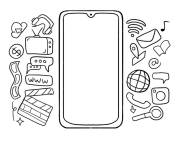 Coloriage T&eacute;l&eacute;phone &agrave; motif pour maternelle