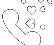 Coloriage et dessins gratuit T&eacute;l&eacute;phone et coeur d'amour à imprimer