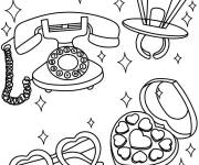 Coloriage T&eacute;l&eacute;phone et &eacute;l&eacute;ments
