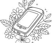 Coloriage T&eacute;l&eacute;phone fleuri