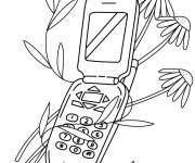 Coloriage T&eacute;l&eacute;phone mobile classique avec des fleurs