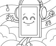 Coloriage T&eacute;l&eacute;phone sur les nuages