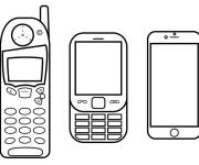Coloriage et dessins gratuit Trois t&eacute;l&eacute;phones en noir et blanc à imprimer