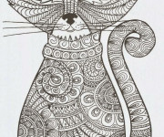 Coloriage et dessins gratuit Adulte Chat Art à imprimer