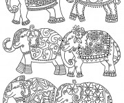 Coloriage Éléphants bien décorés