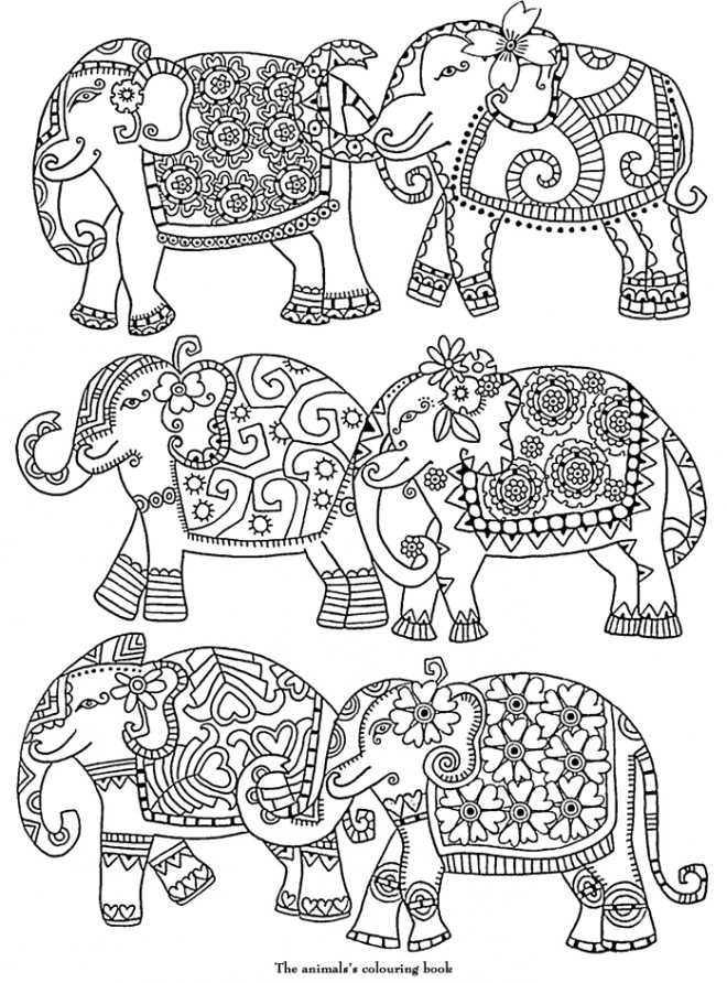 Coloriage et dessins gratuits Éléphants bien décorés à imprimer