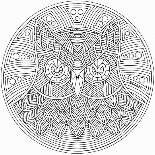 Coloriage et dessins gratuits Mandala Relaxant Hibou à imprimer