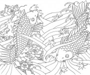 Coloriage Tableau Art Thérapie de Poissons