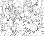 Coloriage Bataille de chevaliers de The Witcher