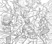 Coloriage Bataille des chevaliers contre monstre de The Witcher