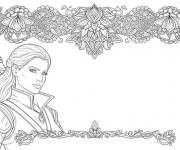 Coloriage Ciri dans carte de voeux de The Witcher