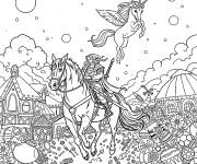 Coloriage Ciri dans un cheval avec une licorne