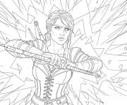 Coloriage Ciri d&eacute;ployant ses armes