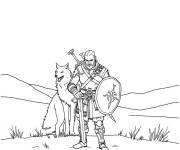 Coloriage Geralt avec le loup