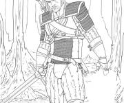 Coloriage Geralt avec son &eacute;p&eacute;e