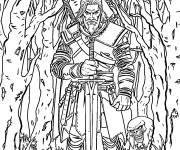 Coloriage Geralt dans la foret en maternelle