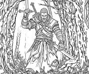 Coloriage Geralt dans la foret pour adulte