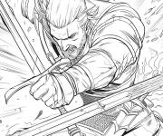 Coloriage Geralt en action