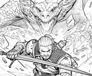 Coloriage Geralt et le dragon