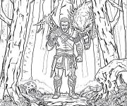 Coloriage Geralt et le monstre d&eacute;couvrant la foret