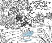 Coloriage Geralt Witcher se d&eacute;tend