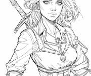 Coloriage H&eacute;roine Ciri de la serie Witcher
