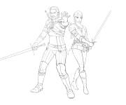 Coloriage et dessins gratuit H&eacute;ros et h&eacute;ro&iuml;ne de sorceleur à imprimer