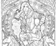 Coloriage Mandala Fille de Witcher