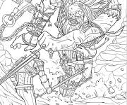 Coloriage Monstre avec des cha&icirc;nes au combat