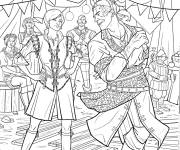 Coloriage Personnages de The witcher en dansant