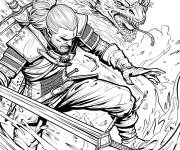 Coloriage Sc&egrave;ne du h&eacute;ros de Witcher