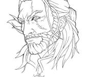 Coloriage et dessins gratuit Visage de Geralt en noir et blanc à imprimer