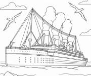Coloriage Bateau Titanic sur la route pour l'Am&eacute;rique