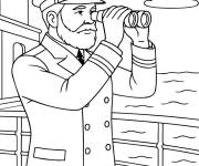 Coloriage Capitaine du Titanic surveille l'horizon