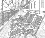 Coloriage Chaises et Balustrades sur le pont du Titanic
