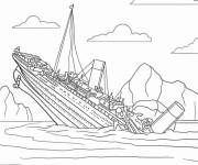 Coloriage et dessins gratuit Crash du Titanic dans l'iceberg à imprimer