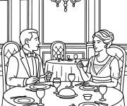 Coloriage Diner au restaurent des nobles dans Titanic