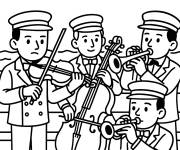 Coloriage Groupe de musicien sur le pont du Titanic