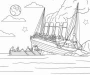Coloriage et dessins gratuit La nuit quand le Titanic &agrave; coul&eacute; à imprimer